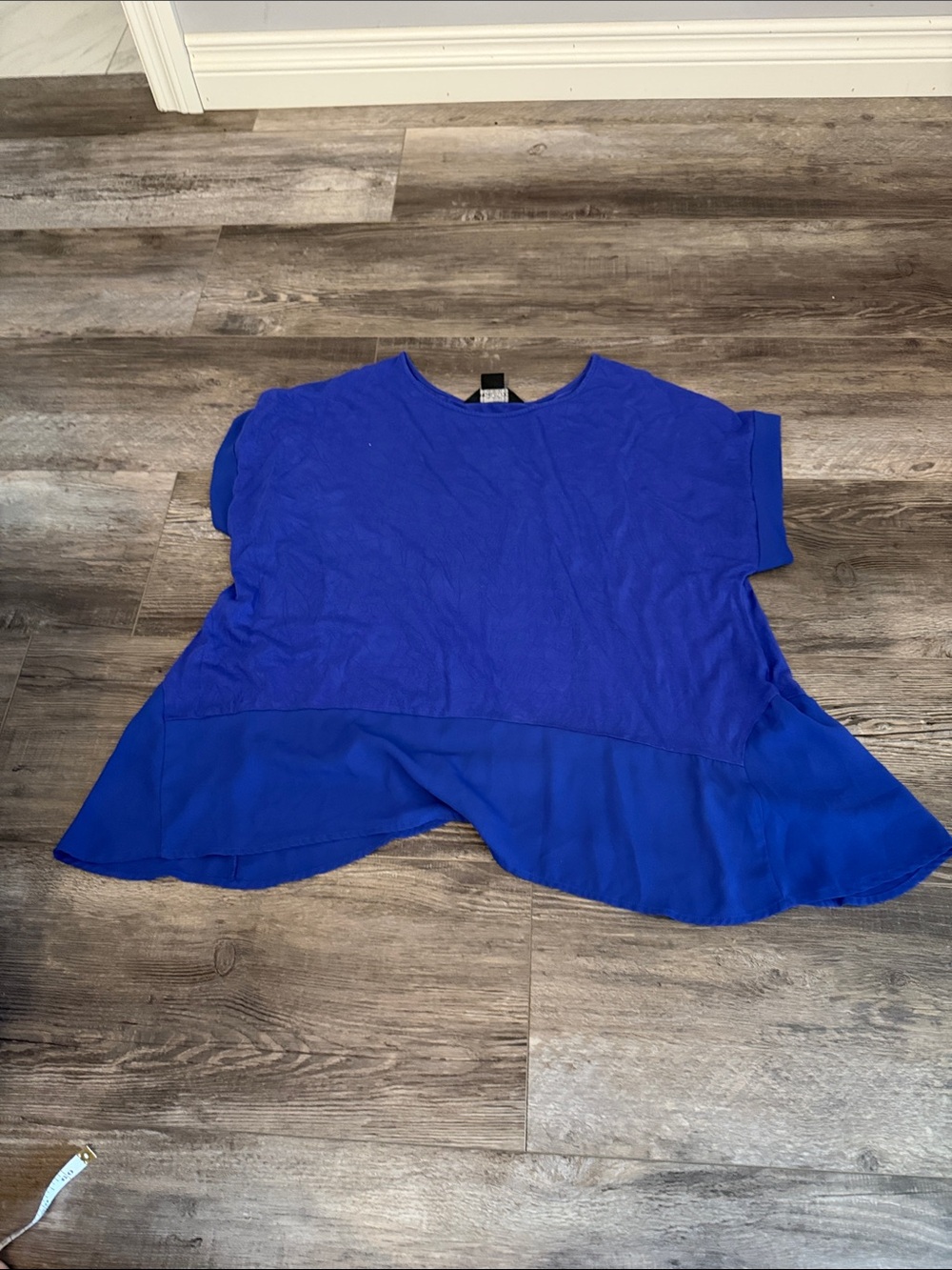Michel Studio Royal Blue Short Sleeve Layered Hem Top